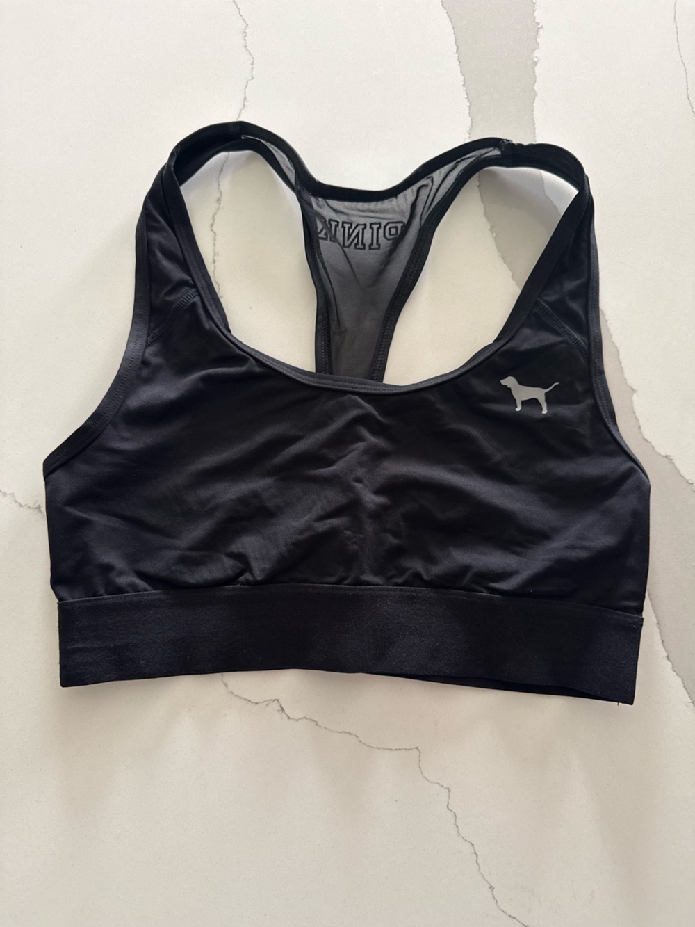 Victoria’s Secret PINK Black Racerback Mesh Sports Bra Small